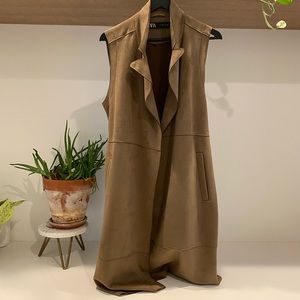 ZARA long suede vest